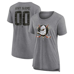 Anaheim Ducks Women's Heritage Custom Tri-Blend T-Shirt - Gray | NHL near me