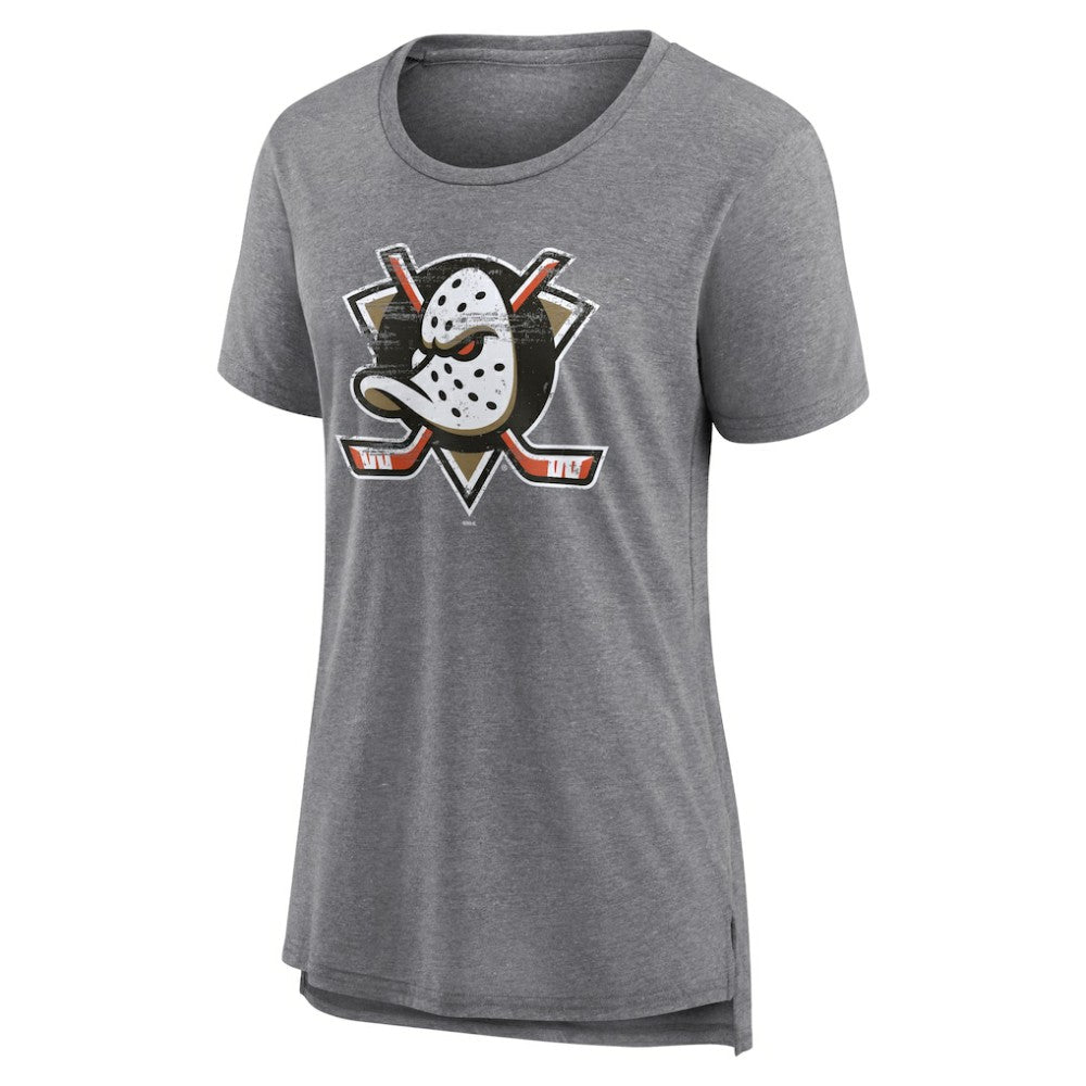 Anaheim Ducks Women's Heritage Custom Tri-Blend T-Shirt - Gray | NHL near me