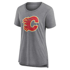 Calgary Flames Women's Heritage Custom Tri-Blend T-Shirt - Gray | NHL on sale