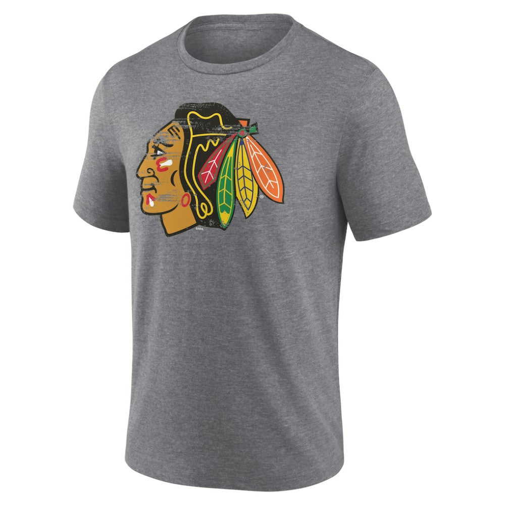 Chicago Blackhawks Heritage Custom Tri-Blend T-Shirt - Gray | NHL on sale