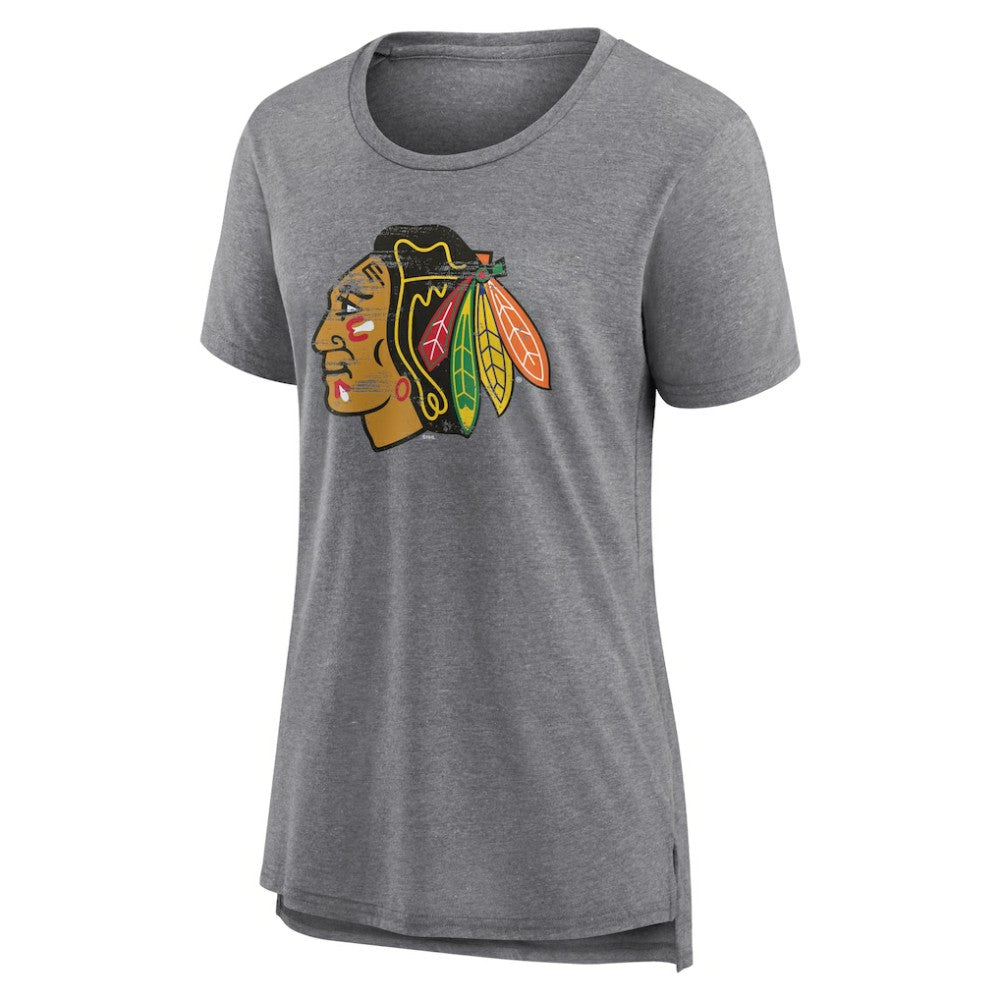 Chicago Blackhawks Women's Heritage Custom Tri-Blend T-Shirt - Gray | NHL sale