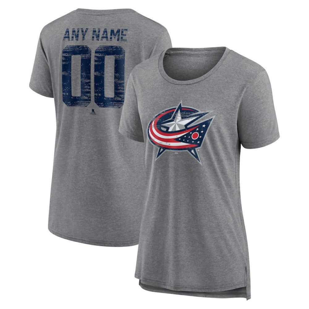 Columbus Blue Jackets Women's Heritage Custom Tri-Blend T-Shirt - Gray | NHL online