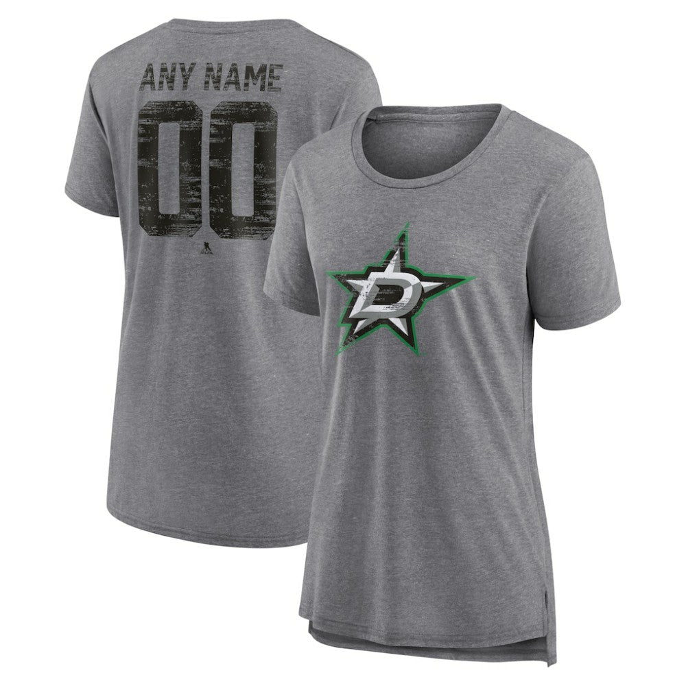 Dallas Stars Women's Heritage Custom Tri-Blend T-Shirt - Gray | NHL Clearance
