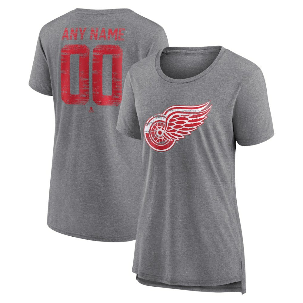 Detroit Red Wings Women's Heritage Custom Tri-Blend T-Shirt - Gray | NHL online
