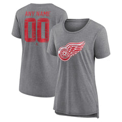 Detroit Red Wings Women's Heritage Custom Tri-Blend T-Shirt - Gray | NHL online