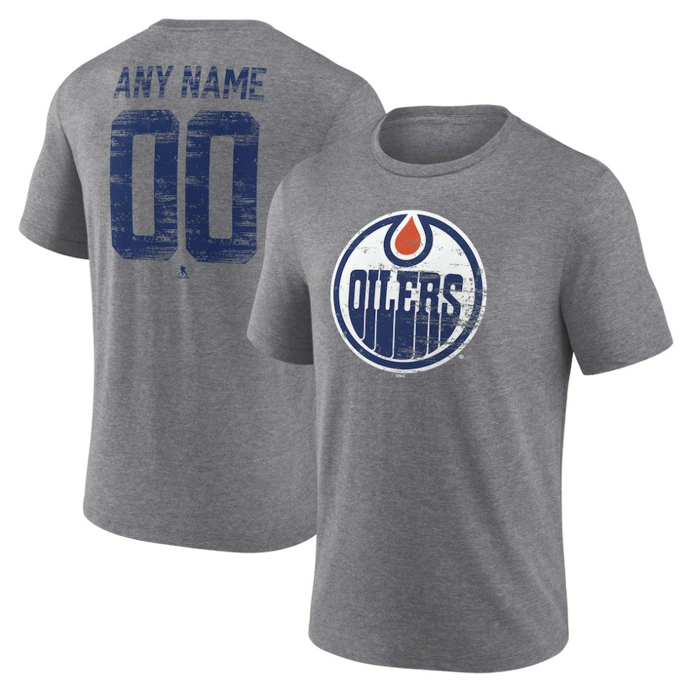 Edmonton Oilers Heritage Custom Tri-Blend T-Shirt - Gray | NHL Clearance