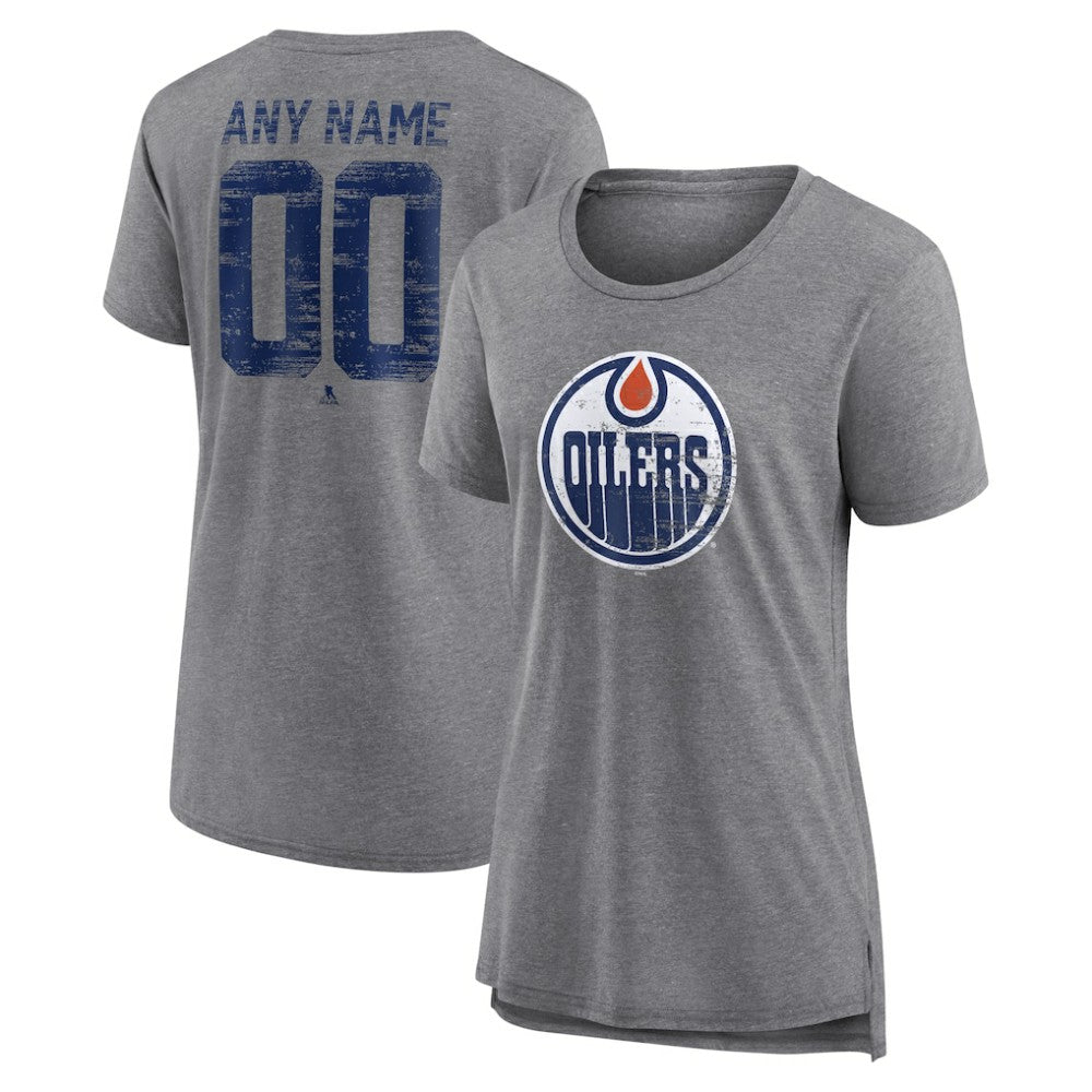 Edmonton Oilers Women's Heritage Custom Tri-Blend T-Shirt - Gray | NHL sale