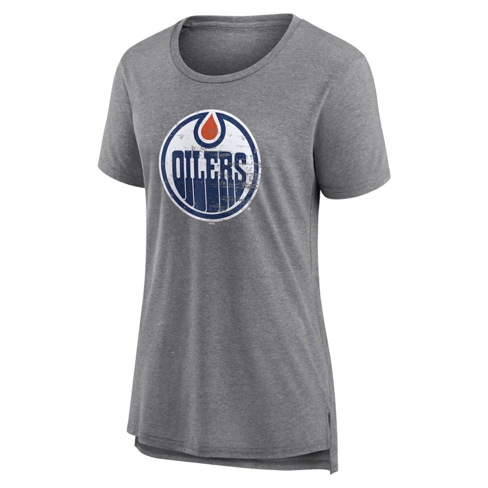 Edmonton Oilers Women's Heritage Custom Tri-Blend T-Shirt - Gray | NHL sale