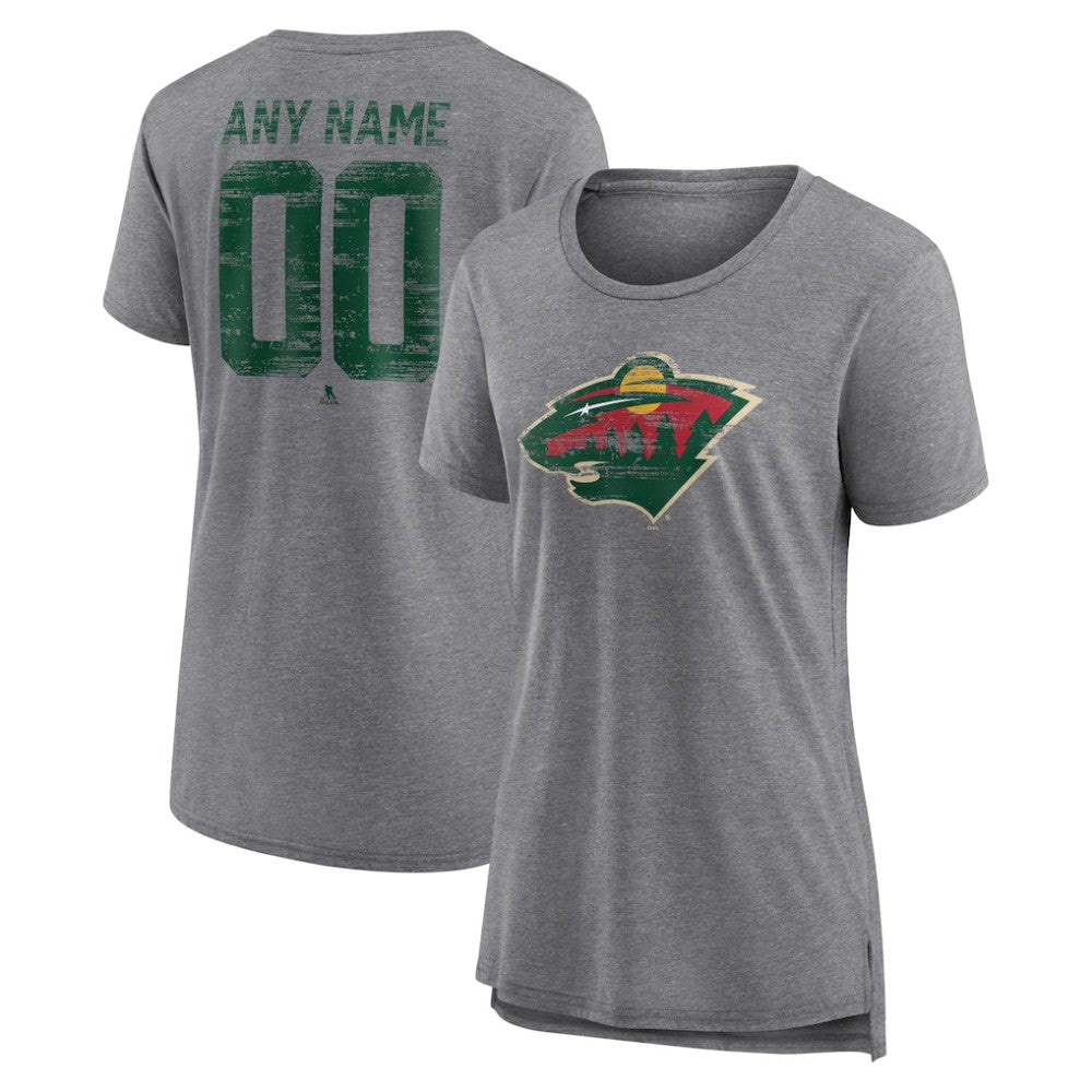 Minnesota Wild Women's Heritage Custom Tri-Blend T-Shirt - Gray | NHL online
