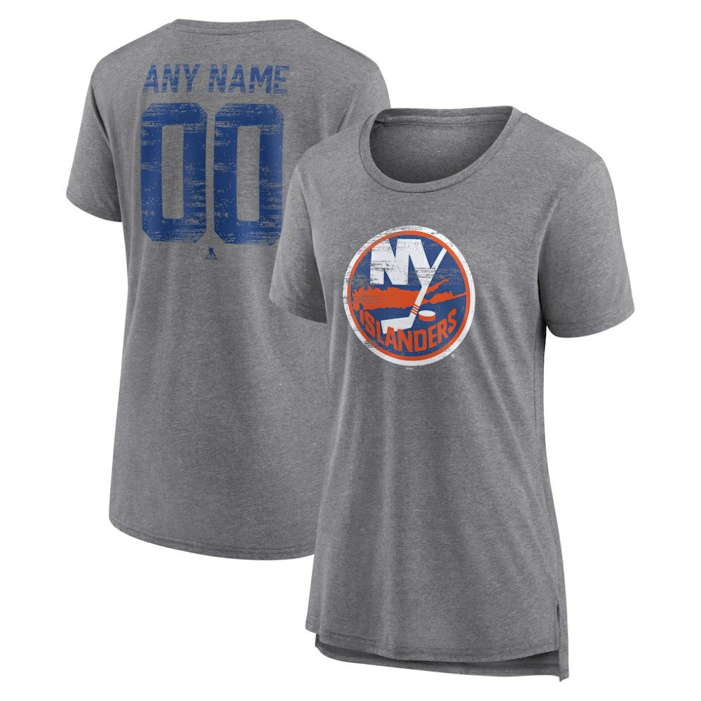 New York Islanders Women's Heritage Custom Tri-Blend T-Shirt - Gray | NHL discount