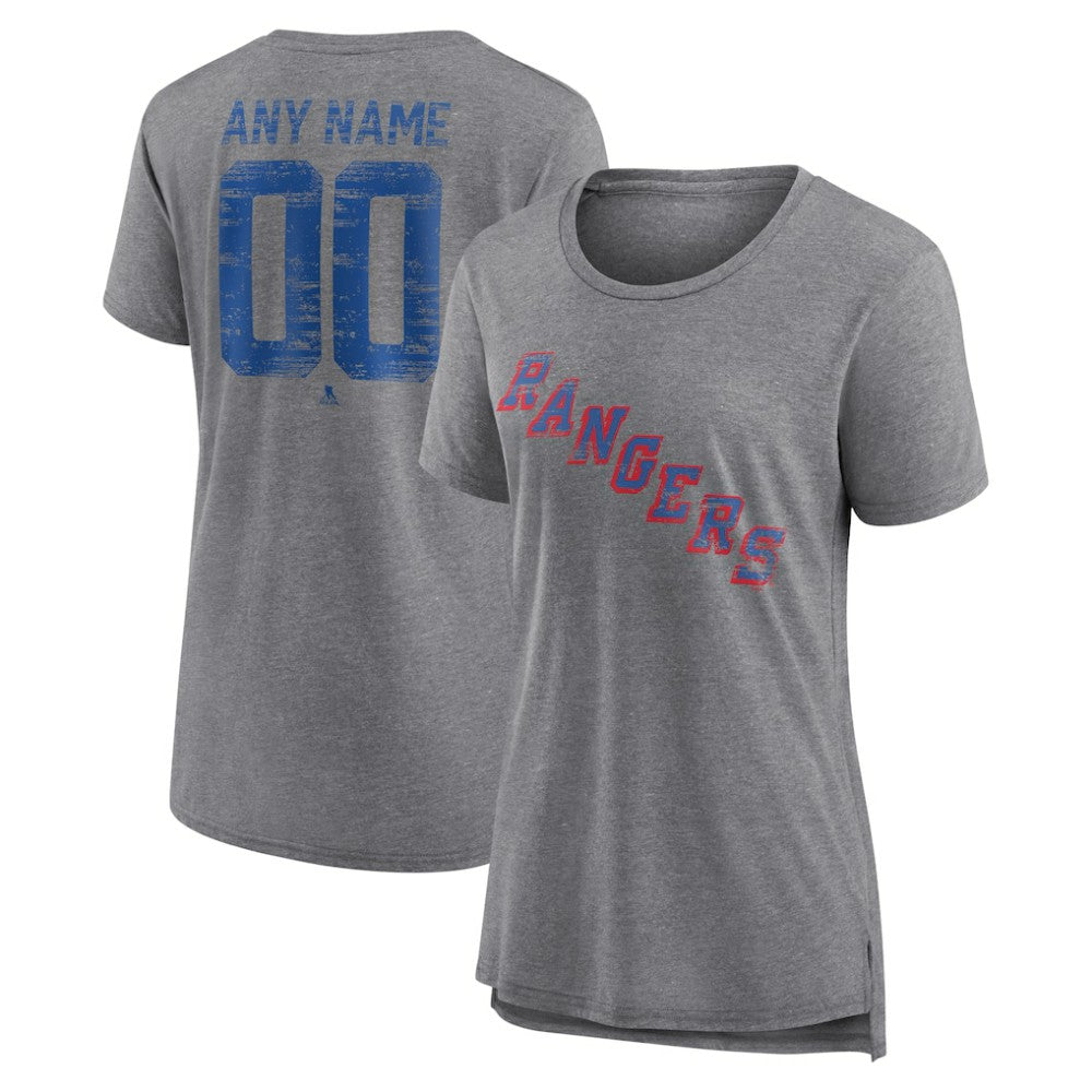 New York Rangers Women's Heritage Custom Tri-Blend T-Shirt - Gray | NHL near me