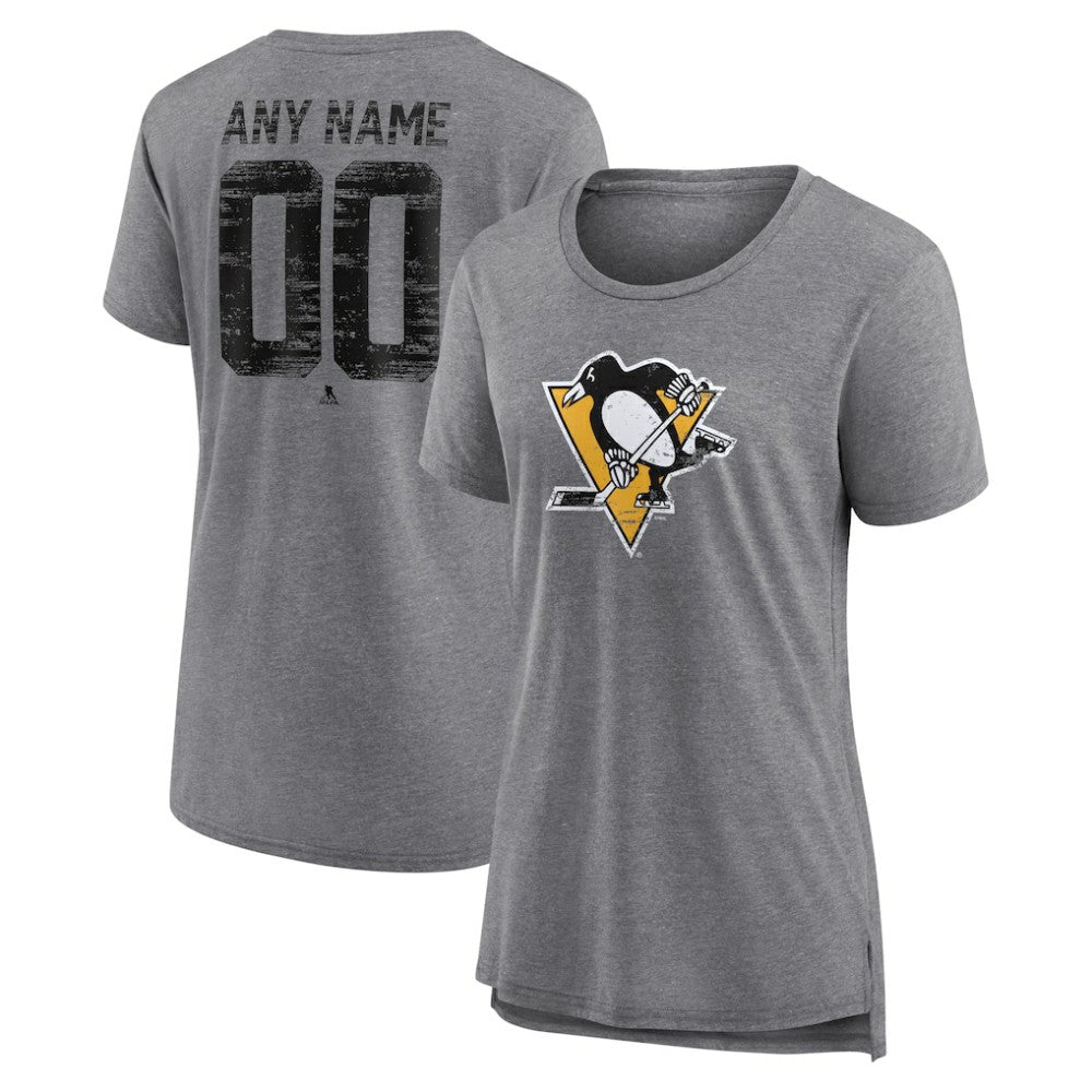 Pittsburgh Penguins Women's Heritage Custom Tri-Blend T-Shirt - Gray | NHL Lifestyle