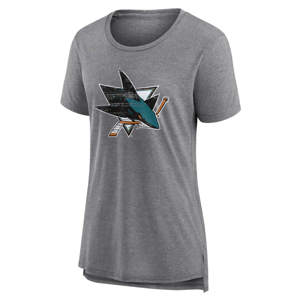 San Jose Sharks Women's Heritage Custom Tri-Blend T-Shirt - Gray | NHL on sale