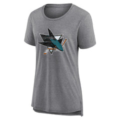 San Jose Sharks Women's Heritage Custom Tri-Blend T-Shirt - Gray | NHL on sale