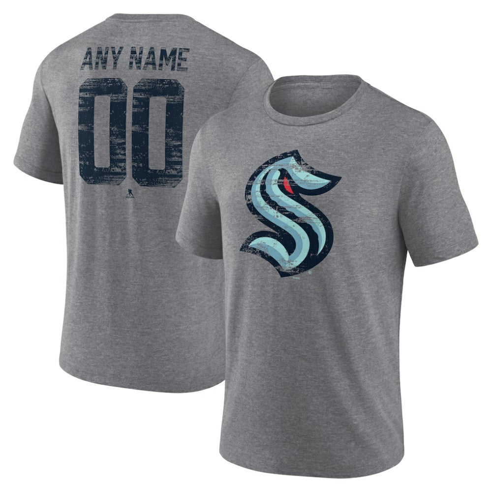 Seattle Kraken Heritage Custom Tri-Blend T-Shirt - Gray | NHL Lifestyle