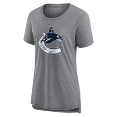 Vancouver Canucks Women's Heritage Custom Tri-Blend T-Shirt - Gray | NHL Clearance