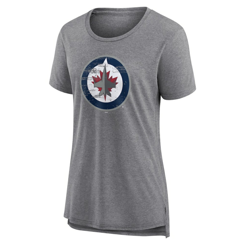 Winnipeg Jets Women's Heritage Custom Tri-Blend T-Shirt - Gray | NHL on sale