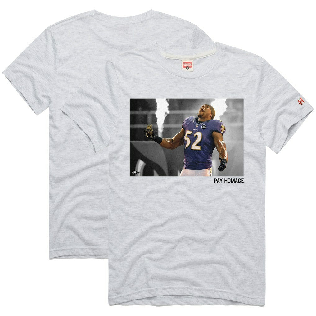 Ray Lewis Baltimore Ravens Homage Unisex Pay Homage Tri-Blend T-Shirt - Ash - NFL