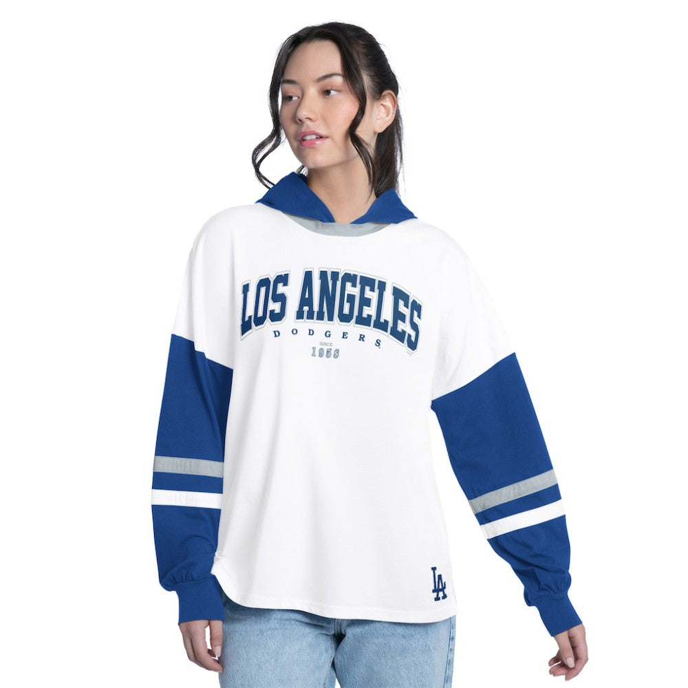 Los Angeles Dodgers G-III 4Her by Carl Banks Women's Key Player Oversized Hooded Long Sleeve T-Shirt for sale