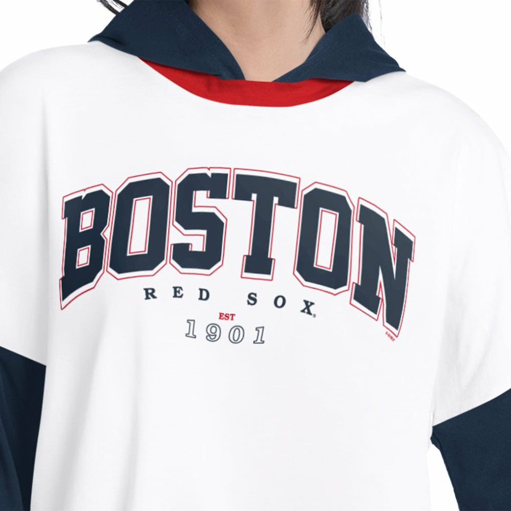 Boston Red Sox G-III 4Her by Carl Banks Women's Key Player Oversized Hooded Long Sleeve T-Shirt Outlet