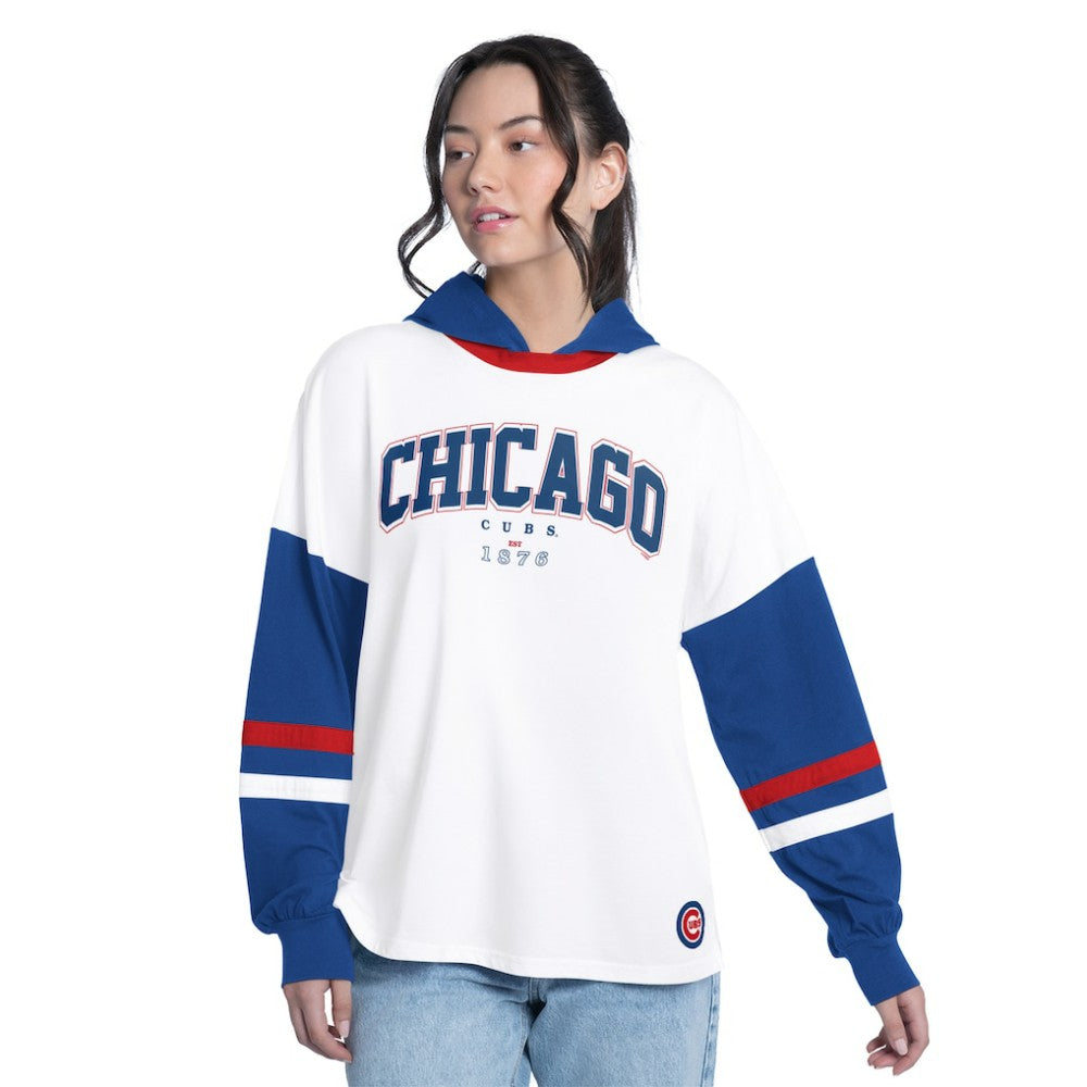 Chicago Cubs G-III 4Her by Carl Banks Women's Key Player Oversized Hooded Long Sleeve T-Shirt Near Me