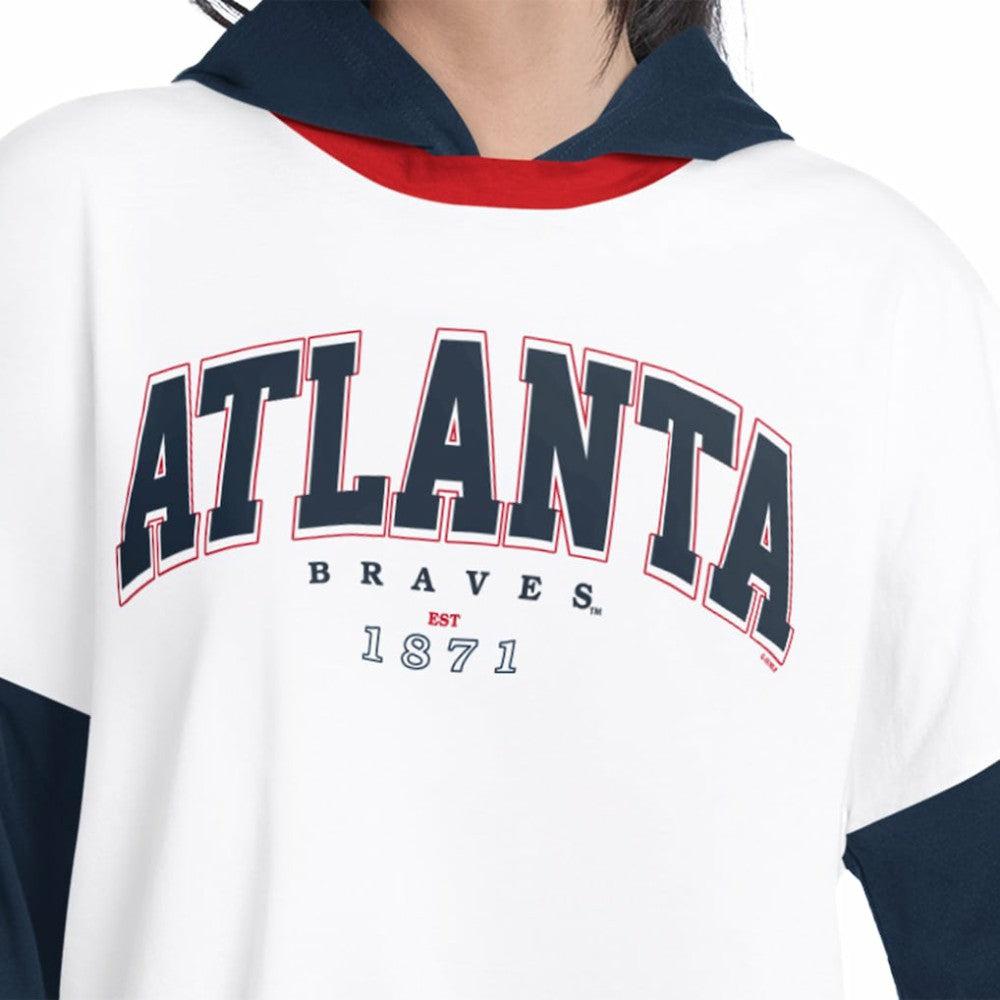 Atlanta Braves G-III 4Her by Carl Banks Women's Key Player Oversized Hooded Long Sleeve T-Shirt Near Me