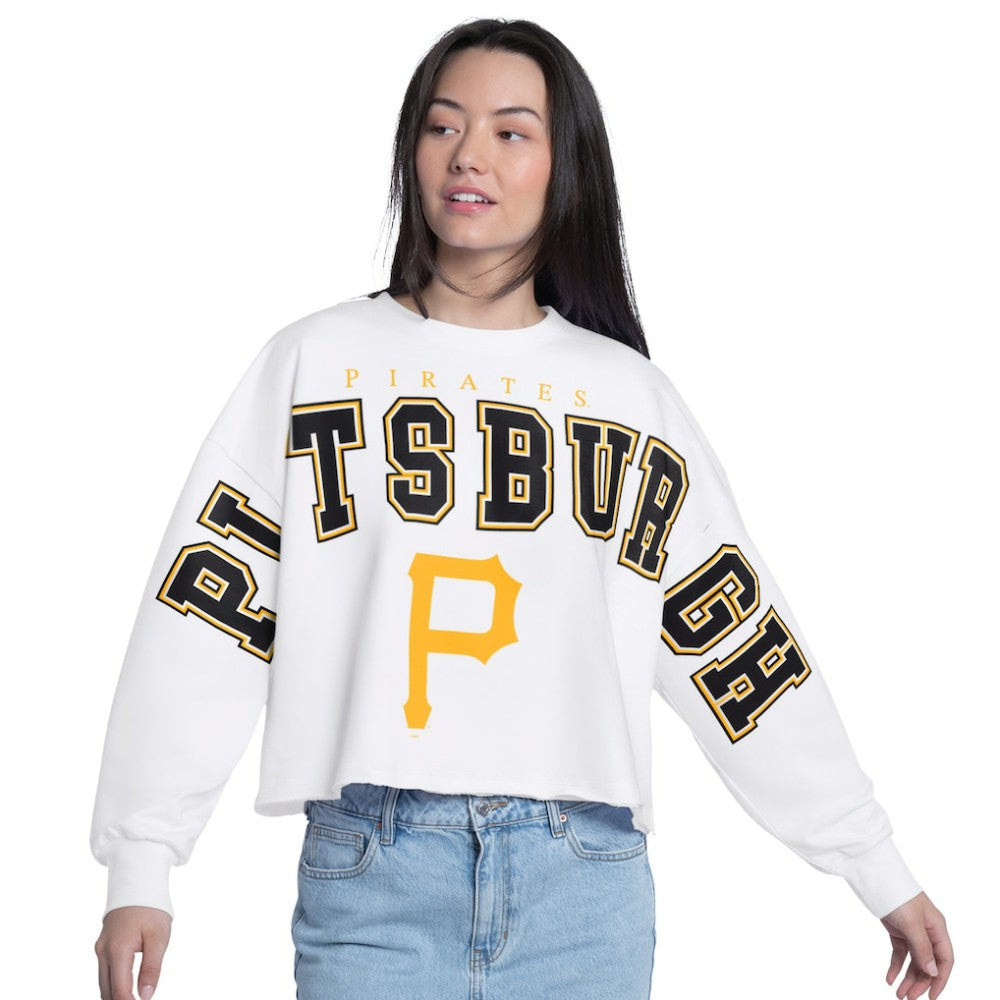 Pittsburgh Pirates G-III 4Her by Carl Banks Women's Bleachers Cropped Pullover Sweatshirt Sale