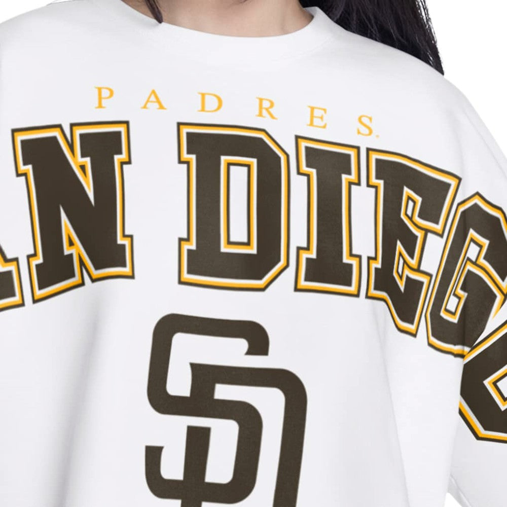 San Diego Padres G-III 4Her by Carl Banks Women's Bleachers Cropped Pullover Sweatshirt Discount
