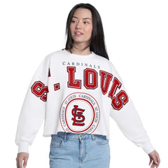 St. Louis Cardinals G-III 4Her by Carl Banks Women's Bleachers Cropped Pullover Sweatshirt Near Me