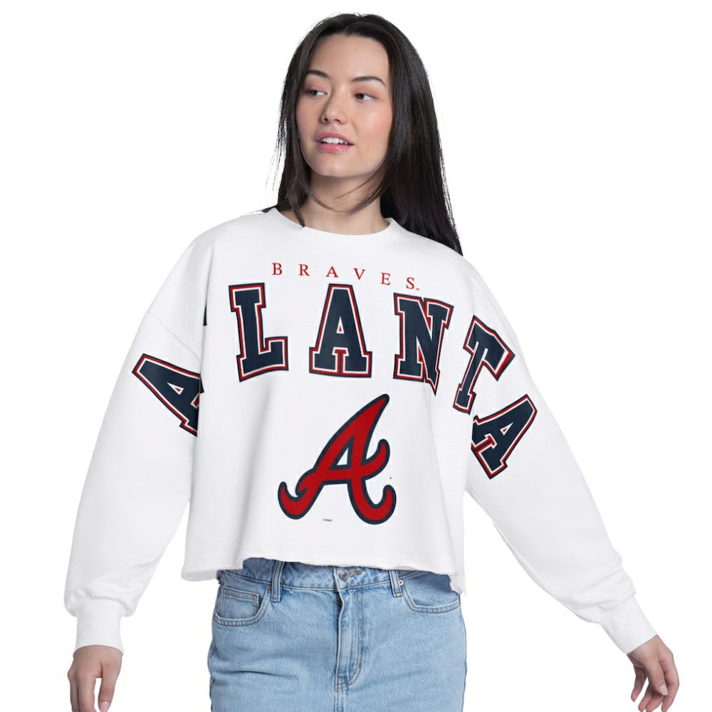 Atlanta Braves G-III 4Her by Carl Banks Women's Bleachers Cropped Pullover Sweatshirt Near Me