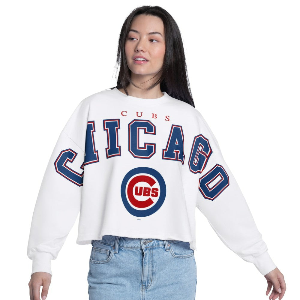 Chicago Cubs G-III 4Her by Carl Banks Women's Bleachers Cropped Pullover Sweatshirt Near Me