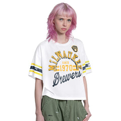 Milwaukee Brewers Starter Women's Cropped Hurry Up Offense T-Shirt Online