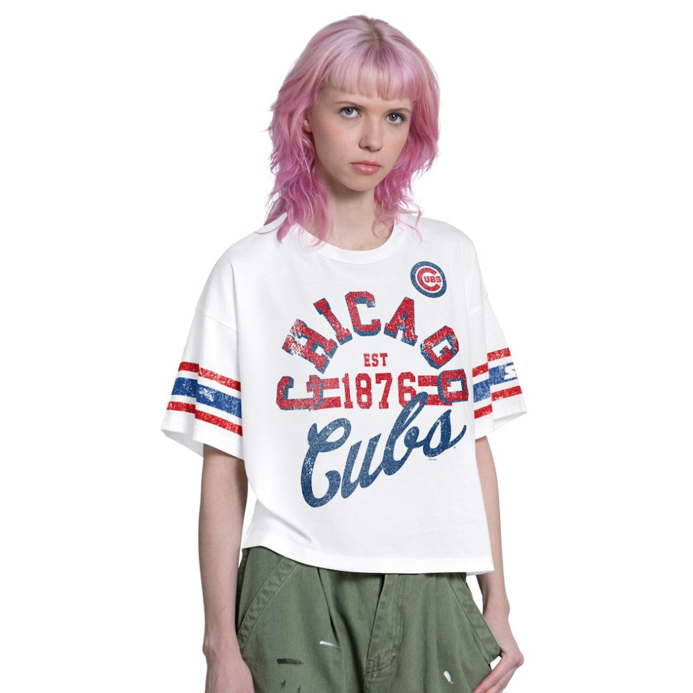 Chicago Cubs Starter Women's Cropped Hurry Up Offense T-Shirt Outlet