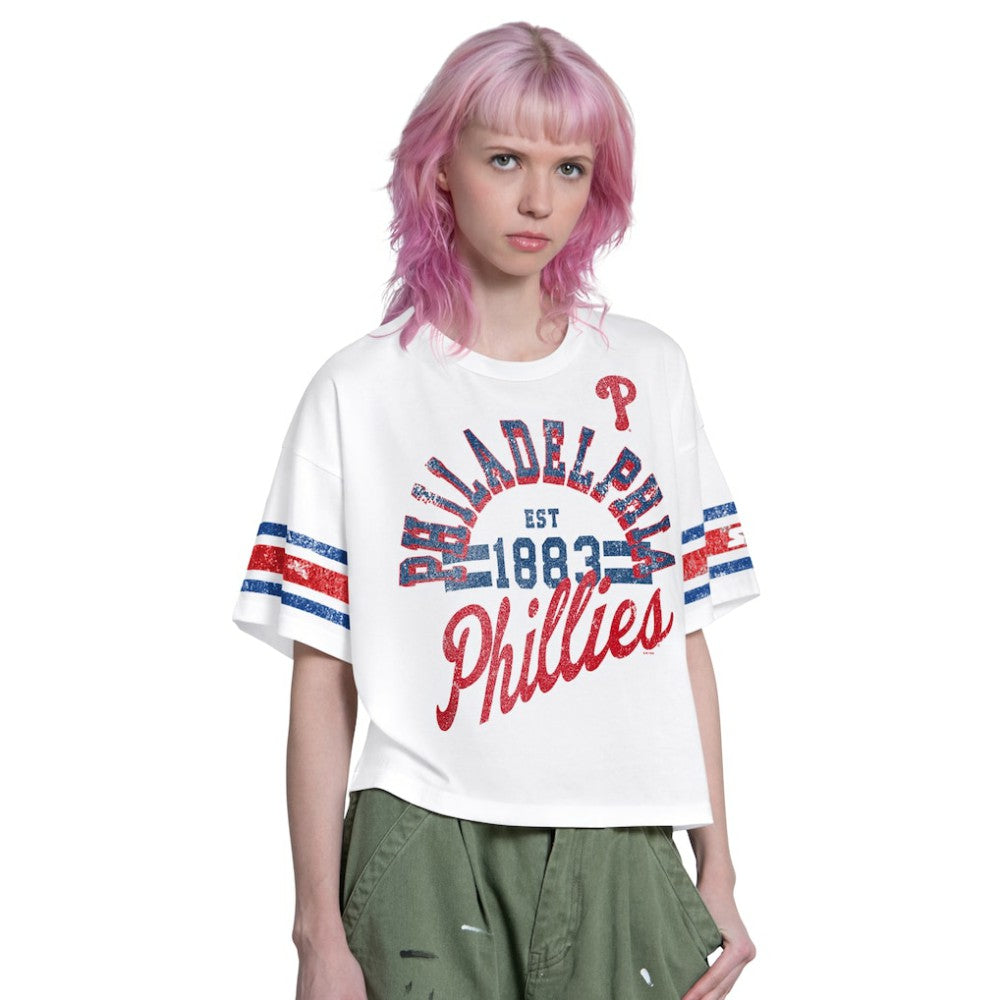 Philadelphia Phillies Starter Women's Cropped Hurry Up Offense T-Shirt Discount