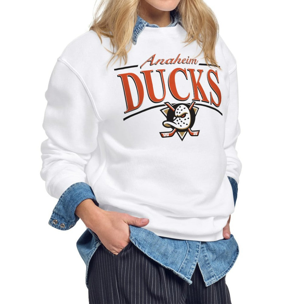 Anaheim Ducks Starter Women's Arch Stripe Fleece Sweatshirt - White | NHL sale