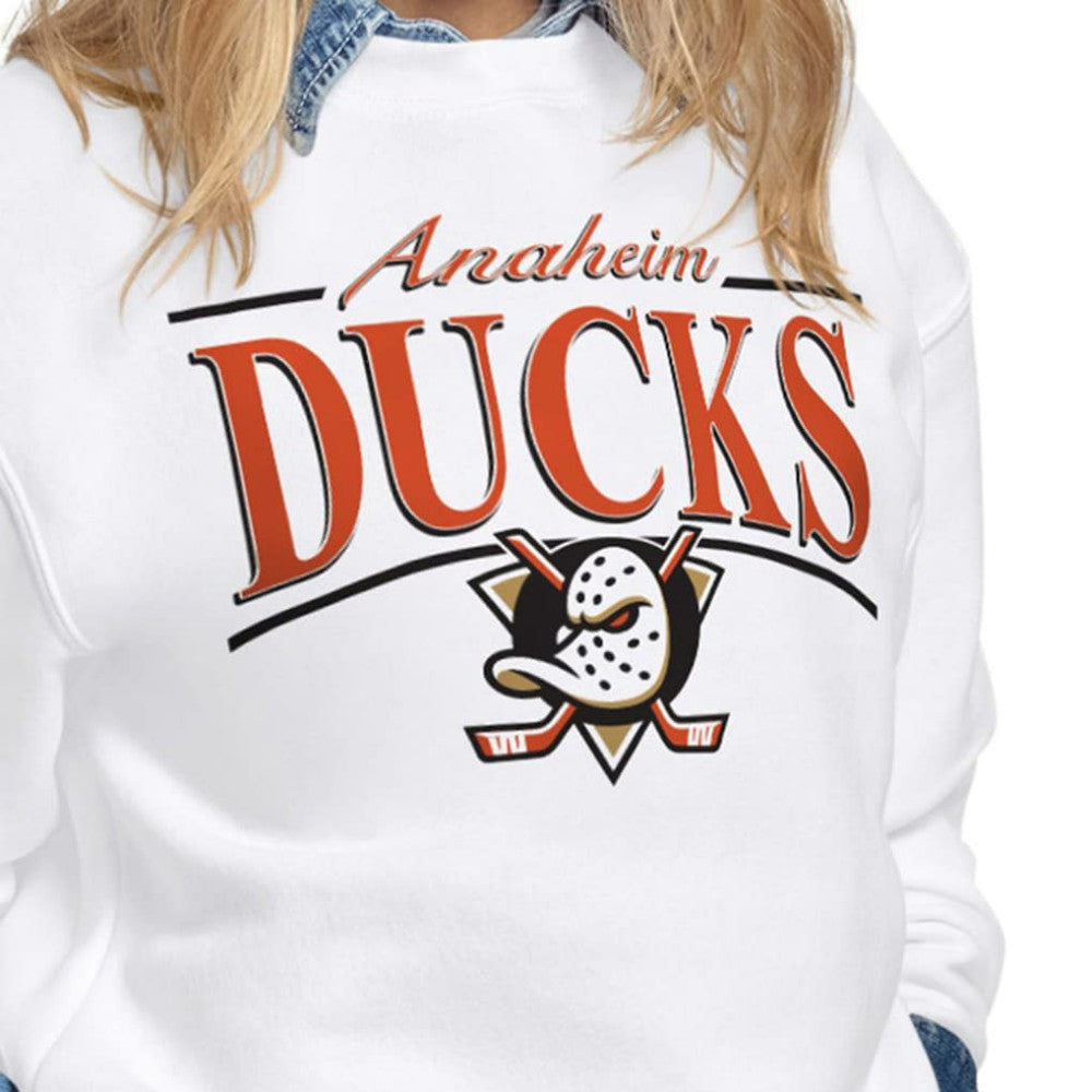 Anaheim Ducks Starter Women's Arch Stripe Fleece Sweatshirt - White | NHL sale