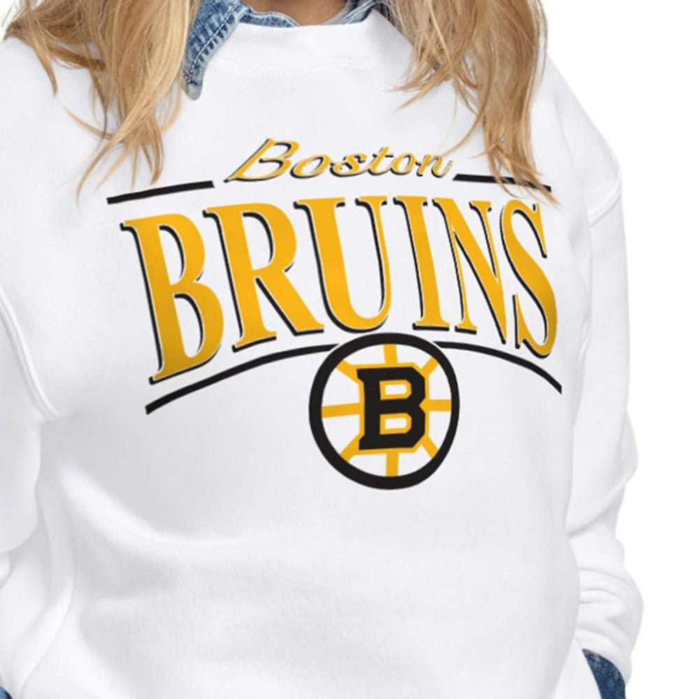 Boston Bruins Starter Women's Arch Stripe Fleece Sweatshirt - White | NHL discount