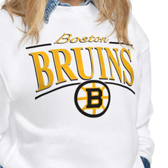 Boston Bruins Starter Women's Arch Stripe Fleece Sweatshirt - White | NHL discount