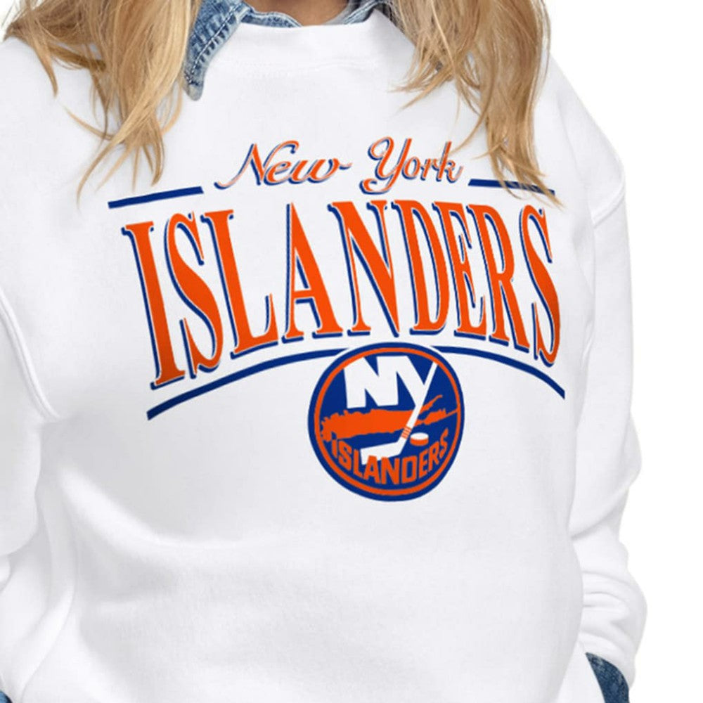 New York Islanders Starter Women's Arch Stripe Fleece Sweatshirt - White | NHL on sale