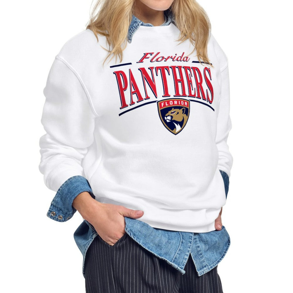 Florida Panthers Starter Women's Arch Stripe Fleece Sweatshirt - White | NHL Lifestyle