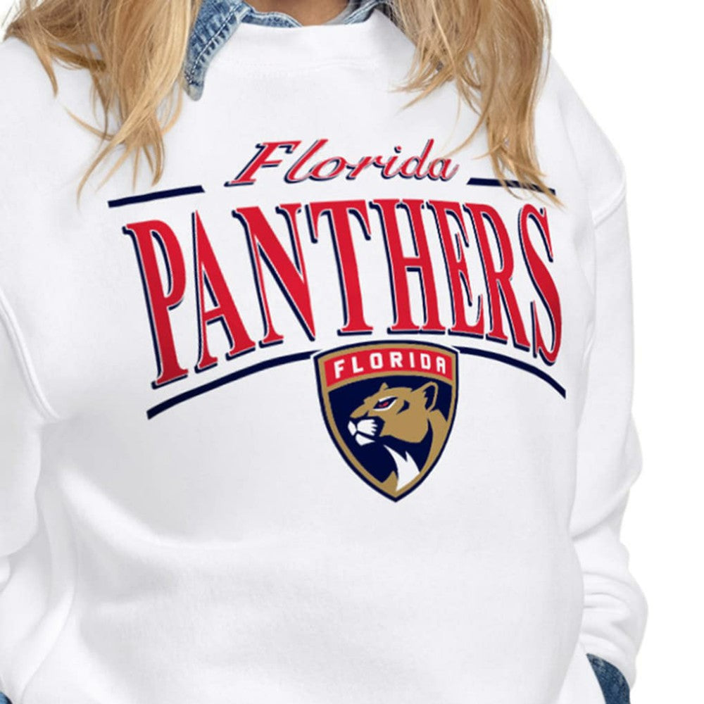 Florida Panthers Starter Women's Arch Stripe Fleece Sweatshirt - White | NHL Lifestyle