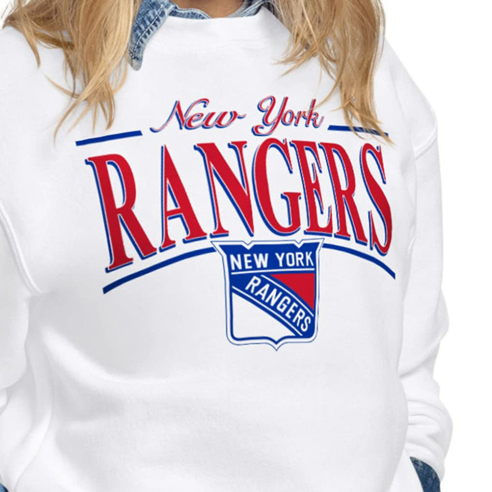 New York Rangers Starter Women's Arch Stripe Fleece Sweatshirt - White | NHL sale