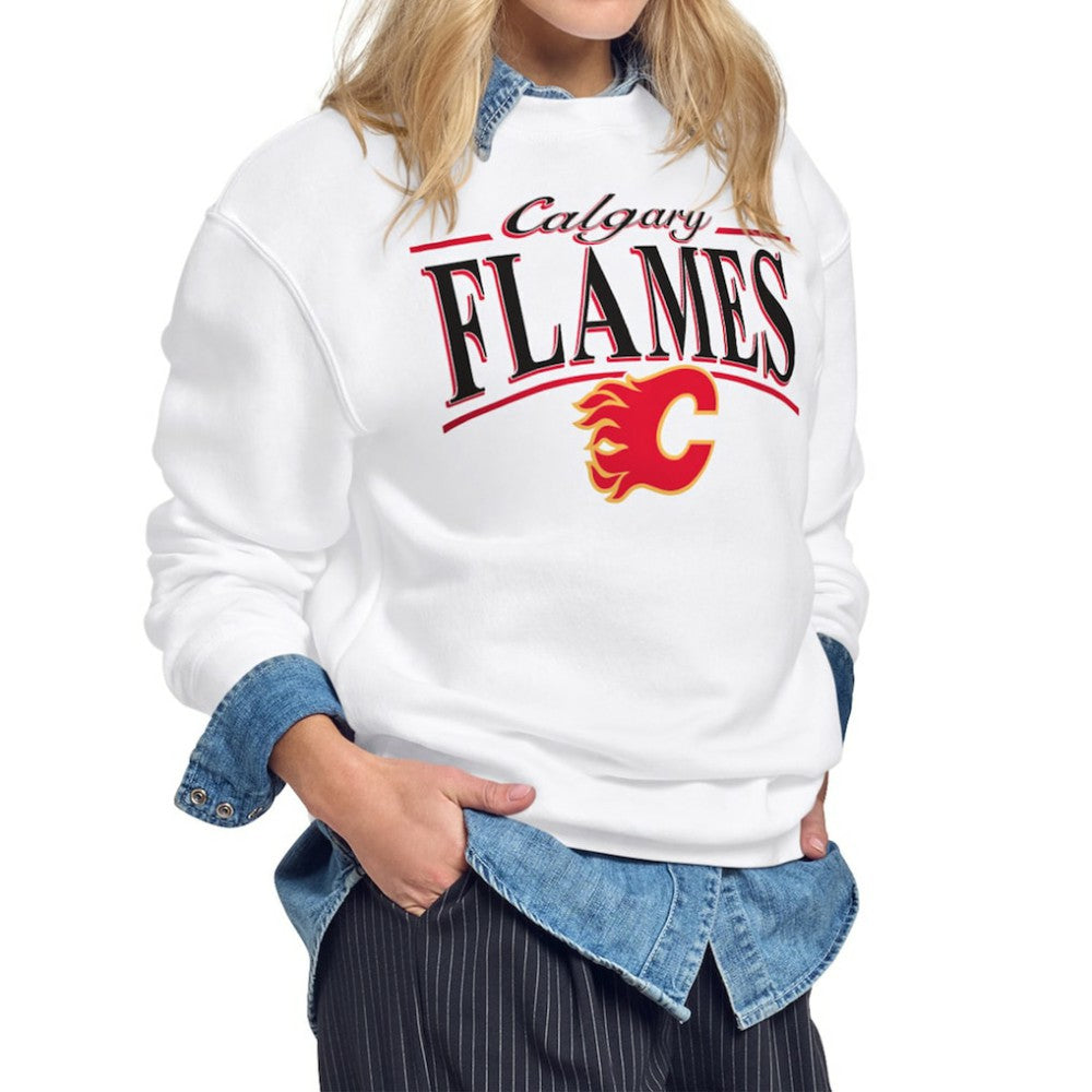 Calgary Flames Starter Women's Arch Stripe Fleece Sweatshirt - White | NHL sale