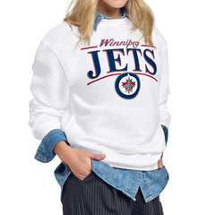 Winnipeg Jets Starter Women's Arch Stripe Fleece Sweatshirt - White | NHL near me