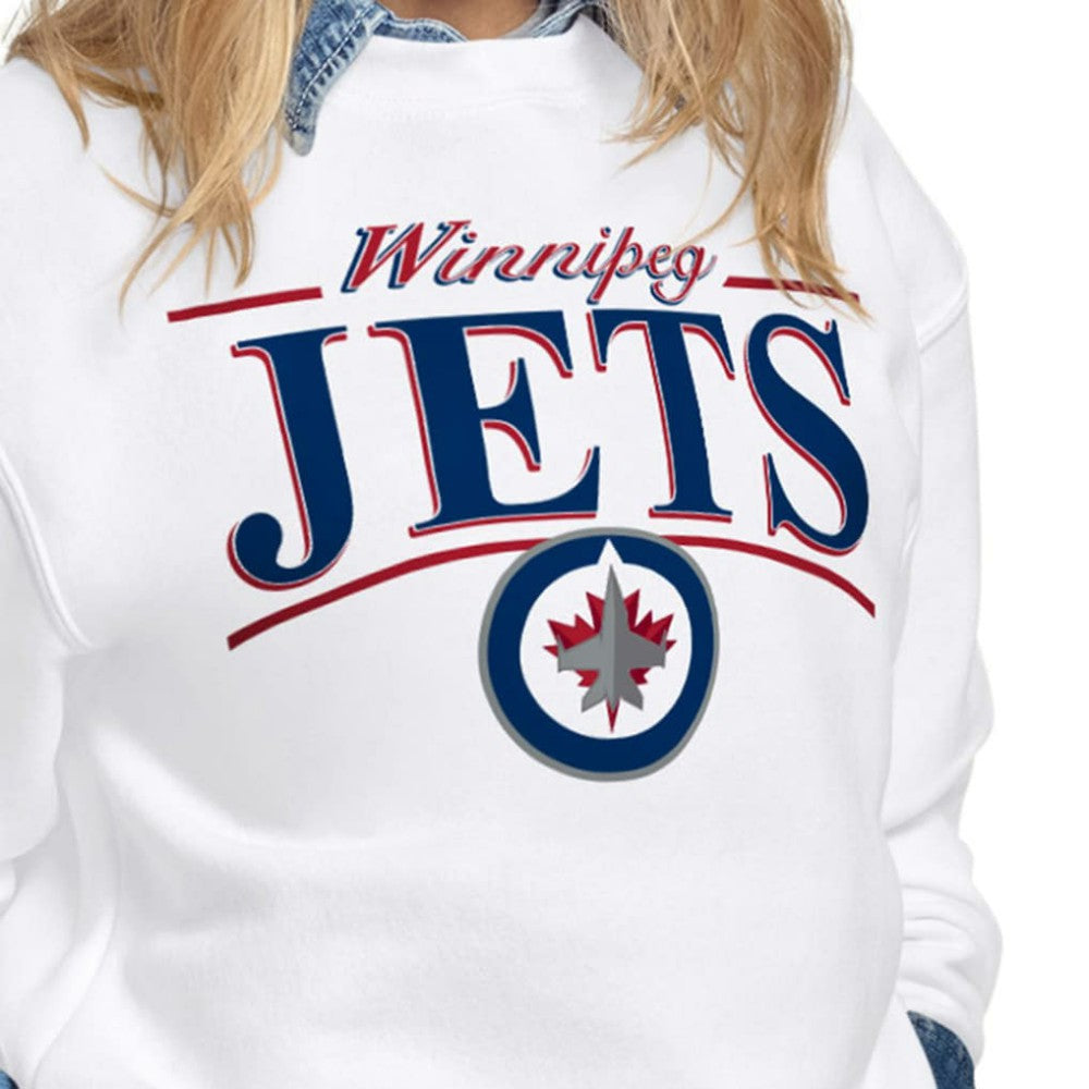 Winnipeg Jets Starter Women's Arch Stripe Fleece Sweatshirt - White | NHL near me