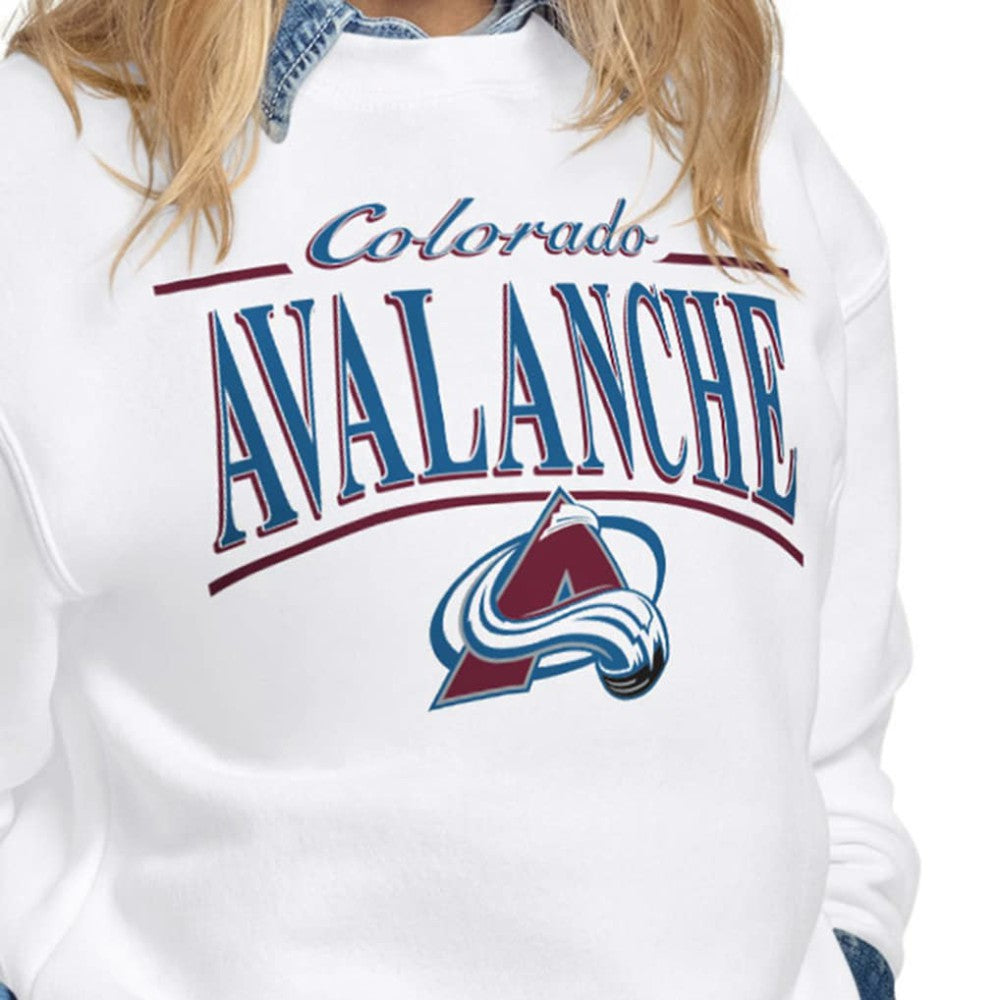 Colorado Avalanche Starter Women's Arch Stripe Fleece Sweatshirt - White | NHL discount