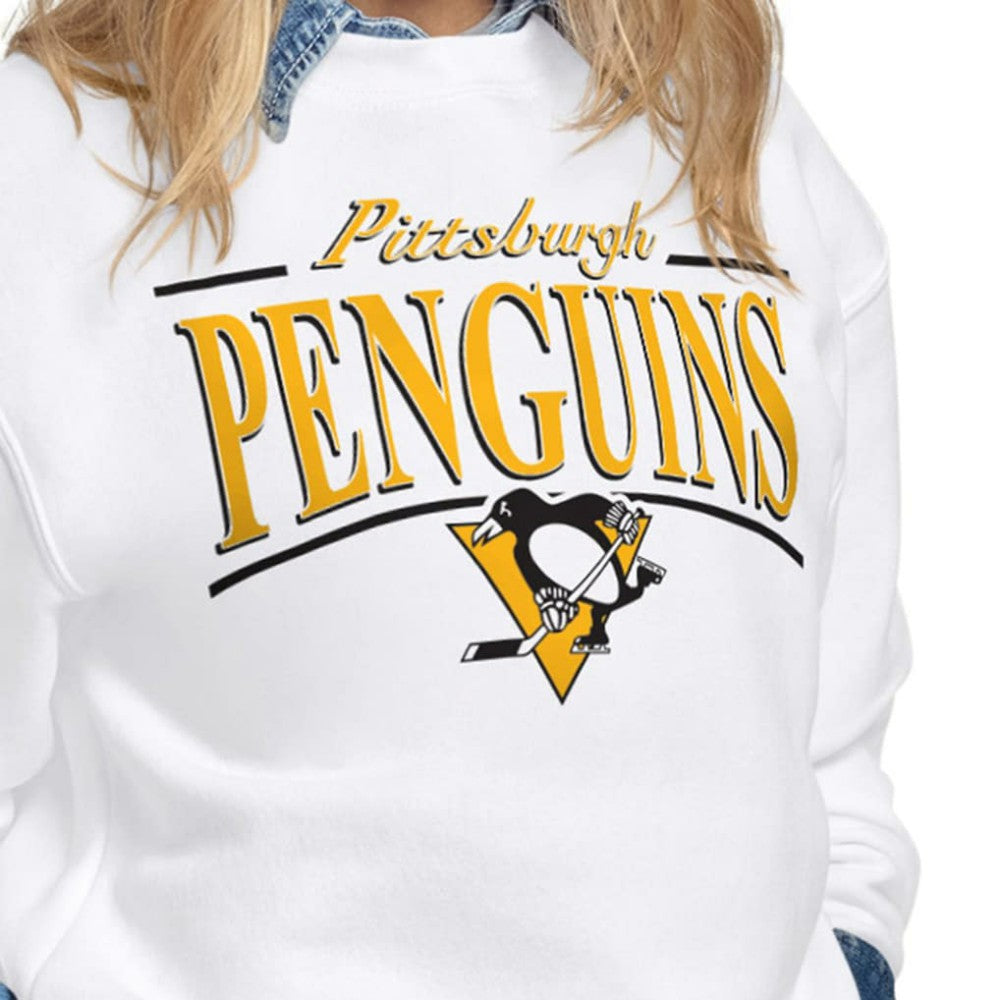 Pittsburgh Penguins Starter Women's Arch Stripe Fleece Sweatshirt - White | NHL sale