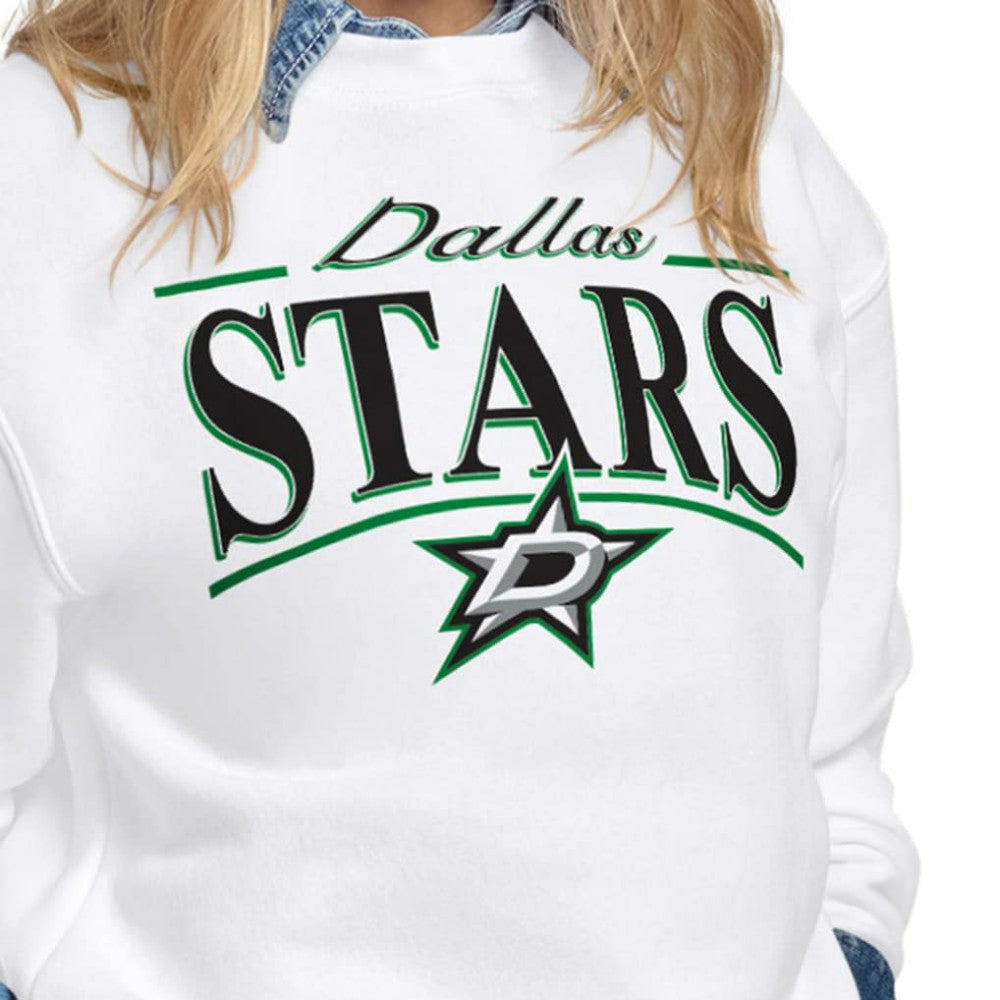 Dallas Stars Starter Women's Arch Stripe Fleece Sweatshirt - White | NHL discount