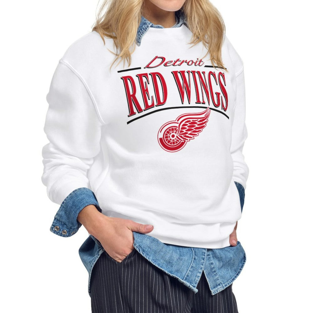 Detroit Red Wings Starter Women's Arch Stripe Fleece Sweatshirt - White | NHL Lifestyle