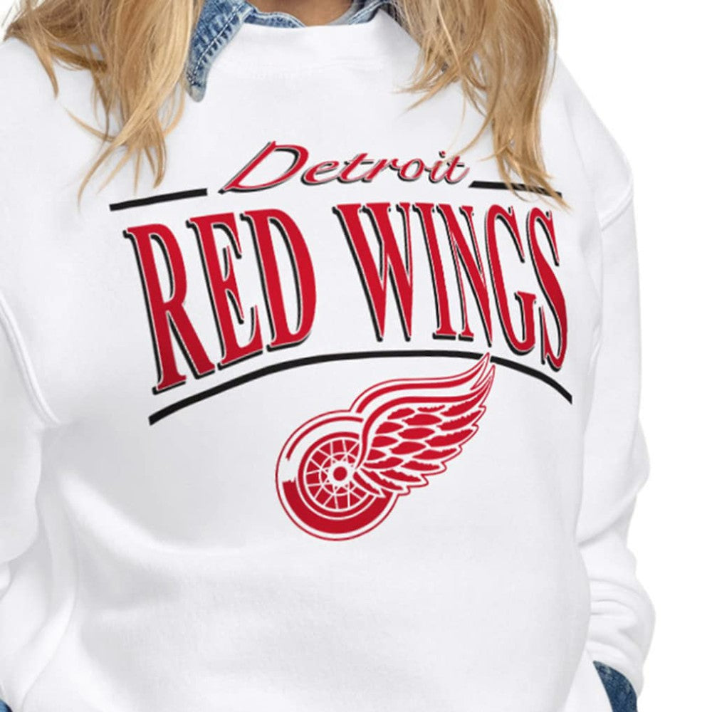 Detroit Red Wings Starter Women's Arch Stripe Fleece Sweatshirt - White | NHL Lifestyle